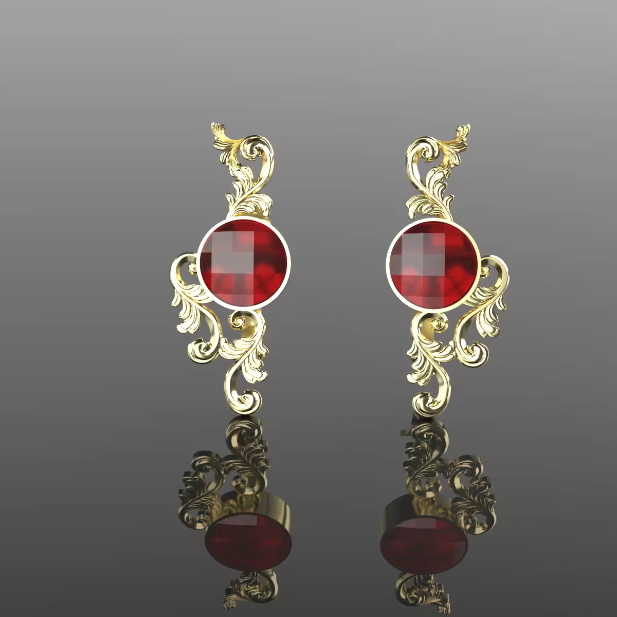 Boucles d’oreilles or grenat catalan collection NATURE