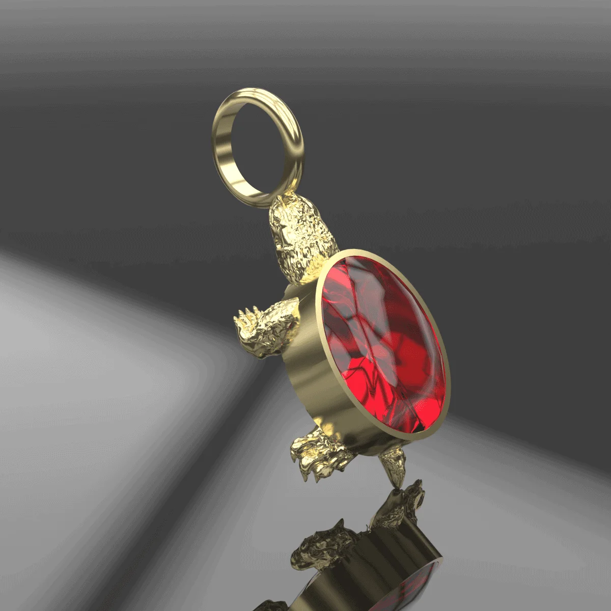 Pendentif tortue or et grenat