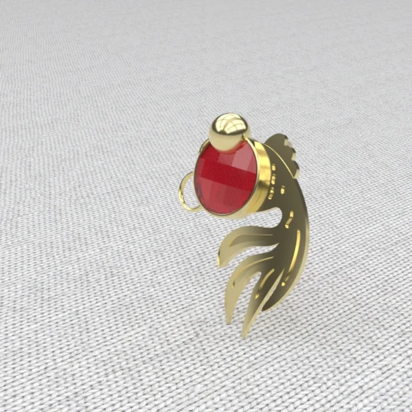 Pendentif Carpe Koï or et grenat catalan