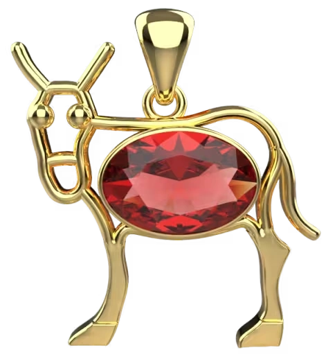 Pendentif Burro catalan or et grenat
