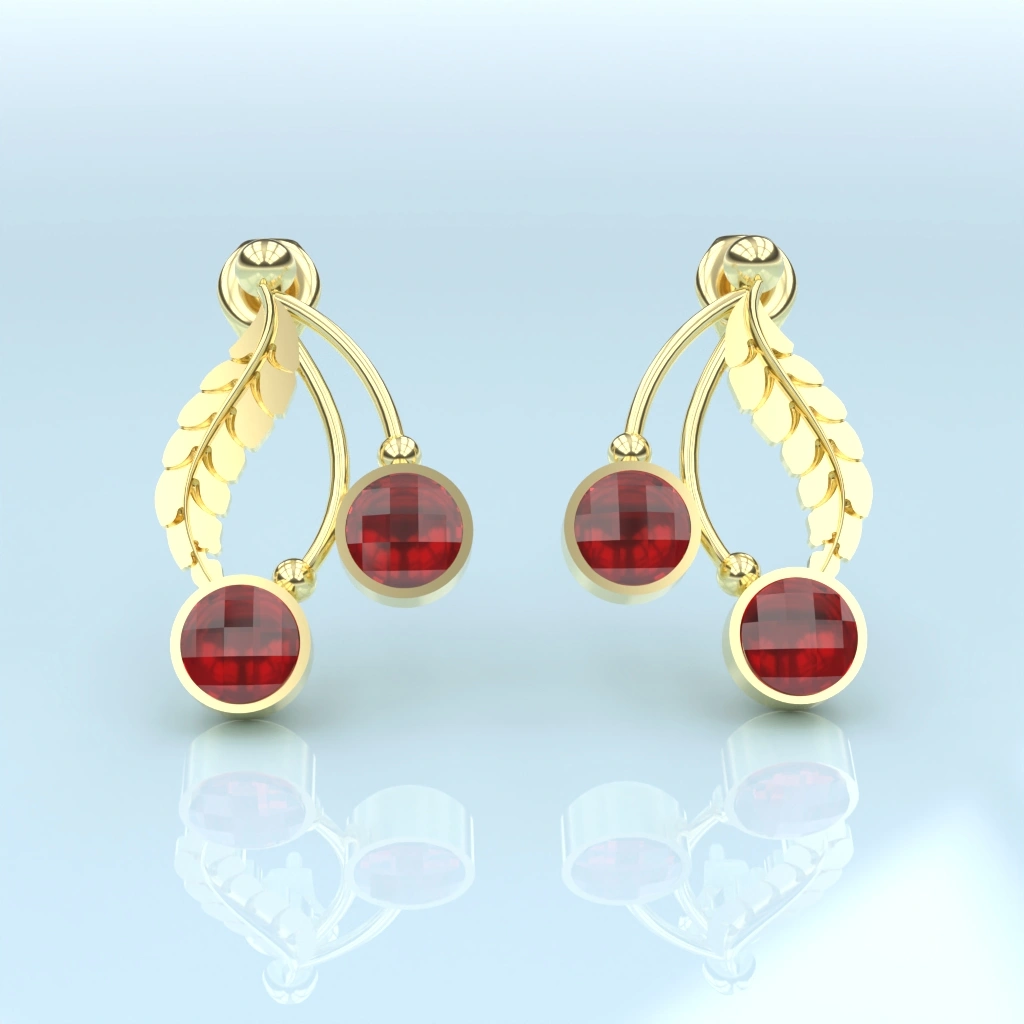 Boucles d’oreilles or grenat catalan cerises