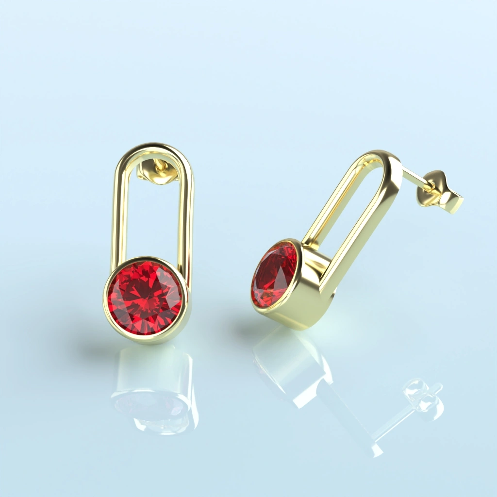 Boucles d’oreilles or 18 carats grenat catalan moderne