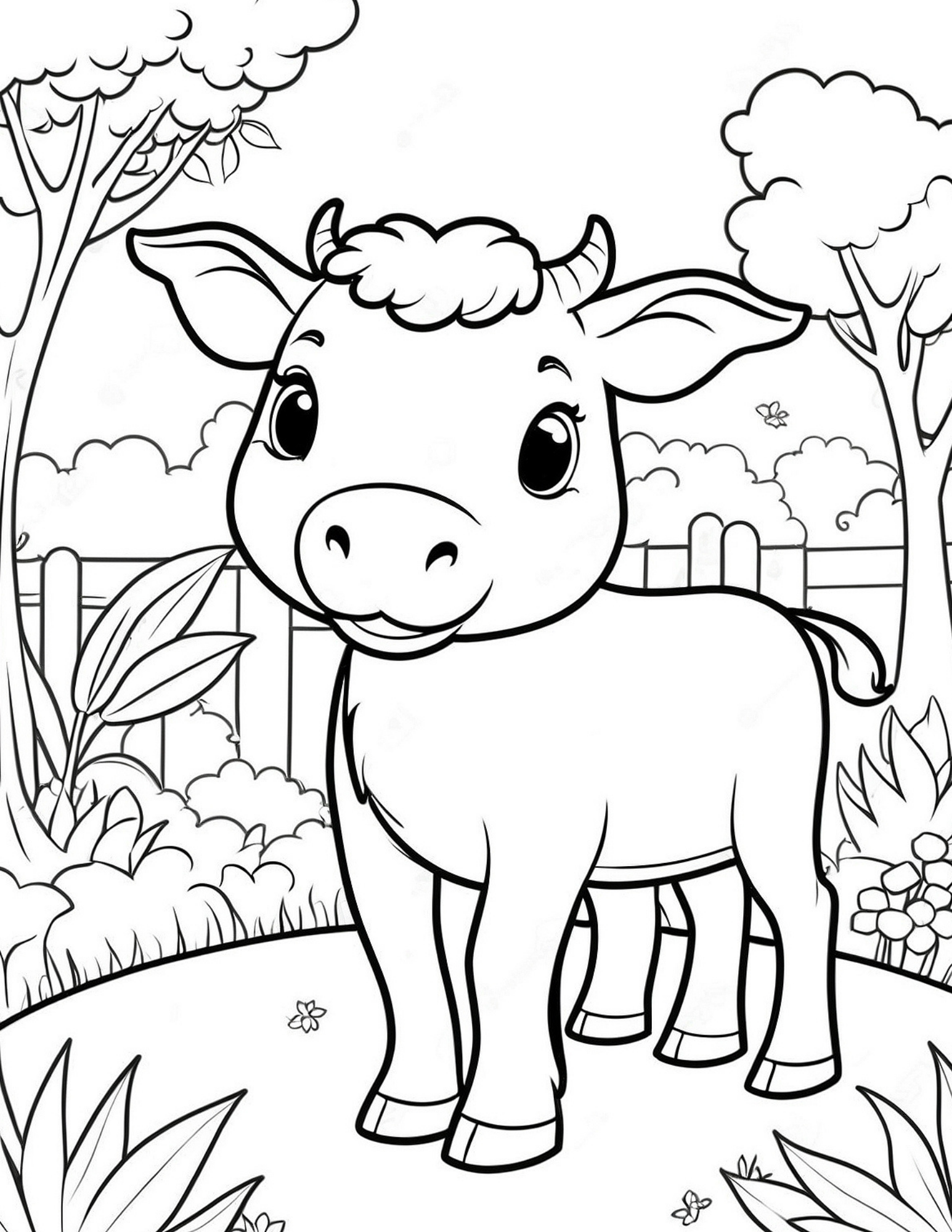 Cute Calf Coloring Page