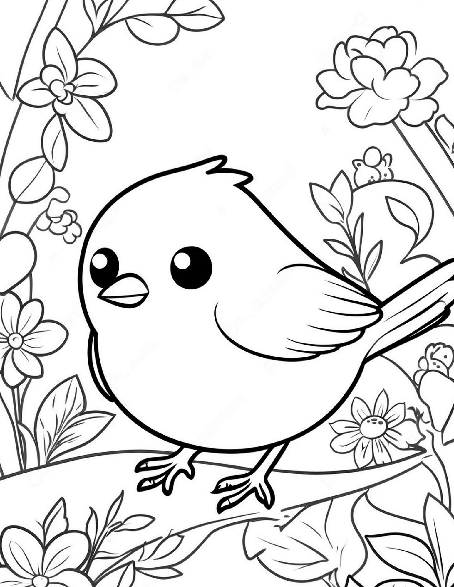 Cute Bird Coloring Page