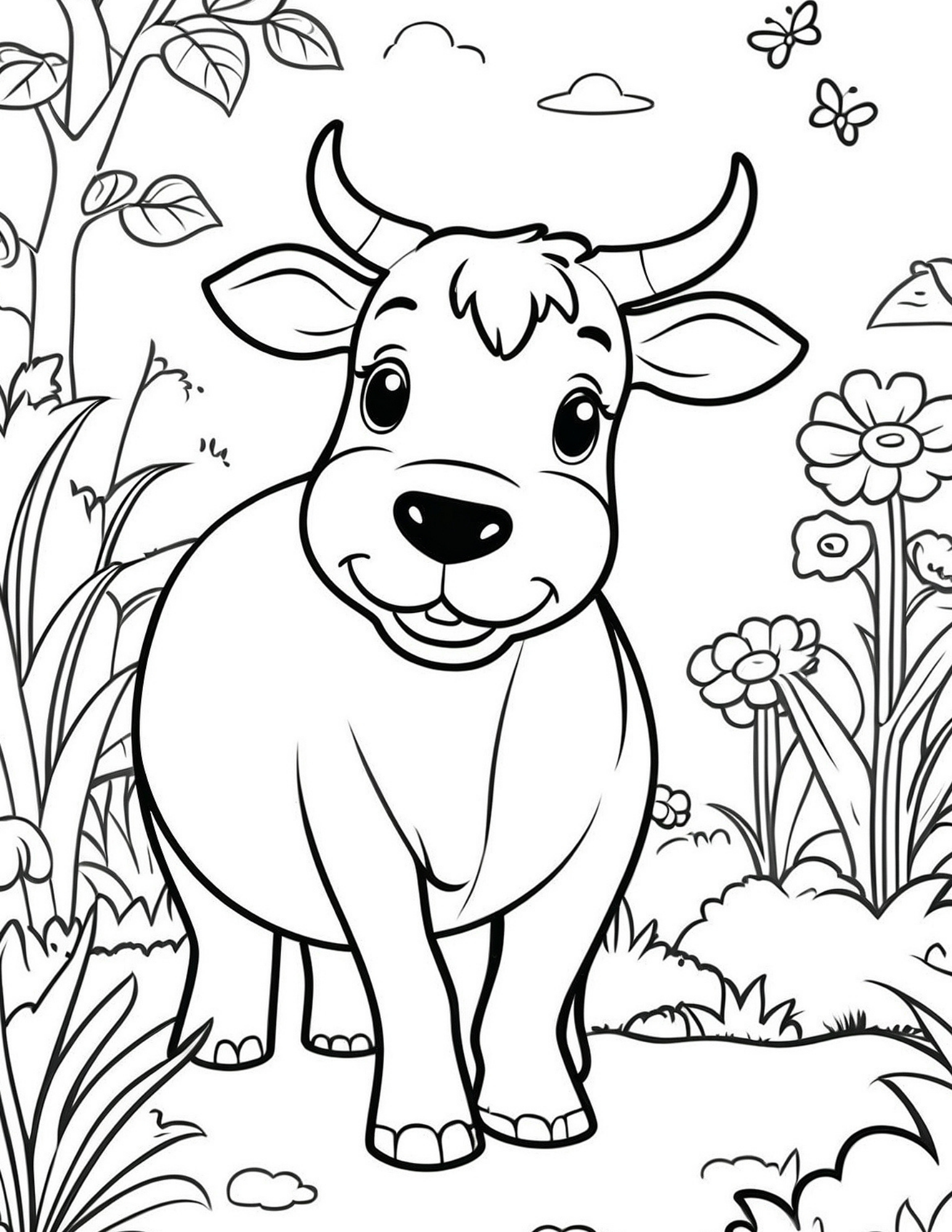 Cute Cow Coloring Page