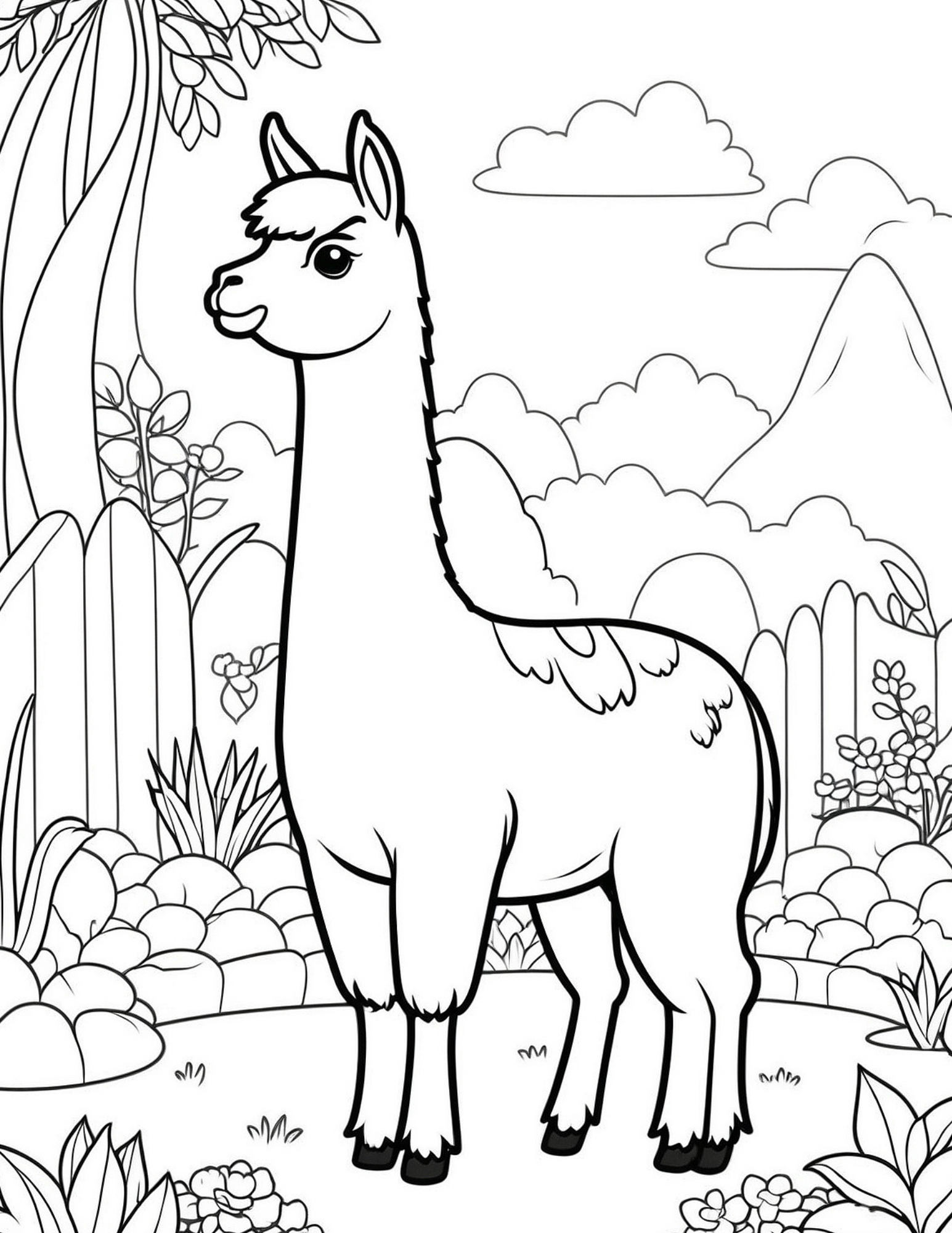 Llama Coloring Page
