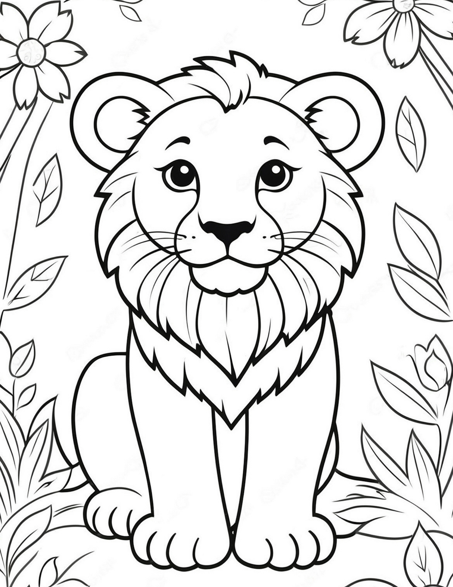 Cute Lion Coloring Page