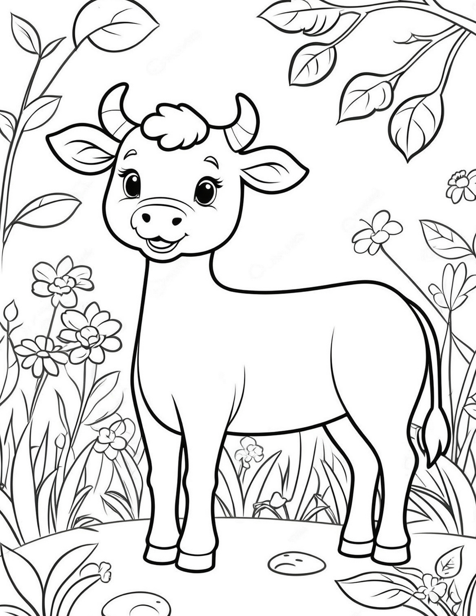 Happy Cow Coloring Page