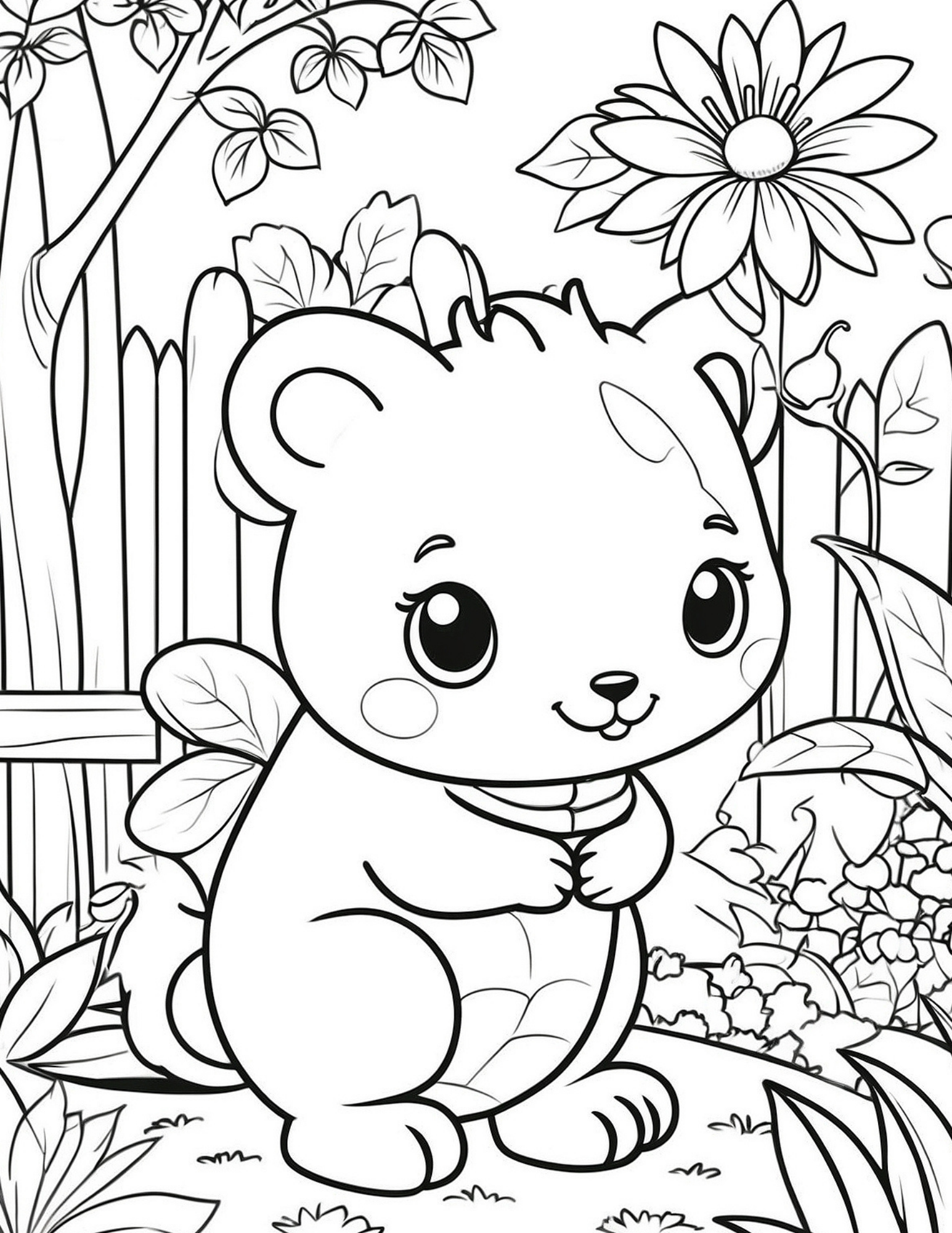 Cute Bear Coloring Page