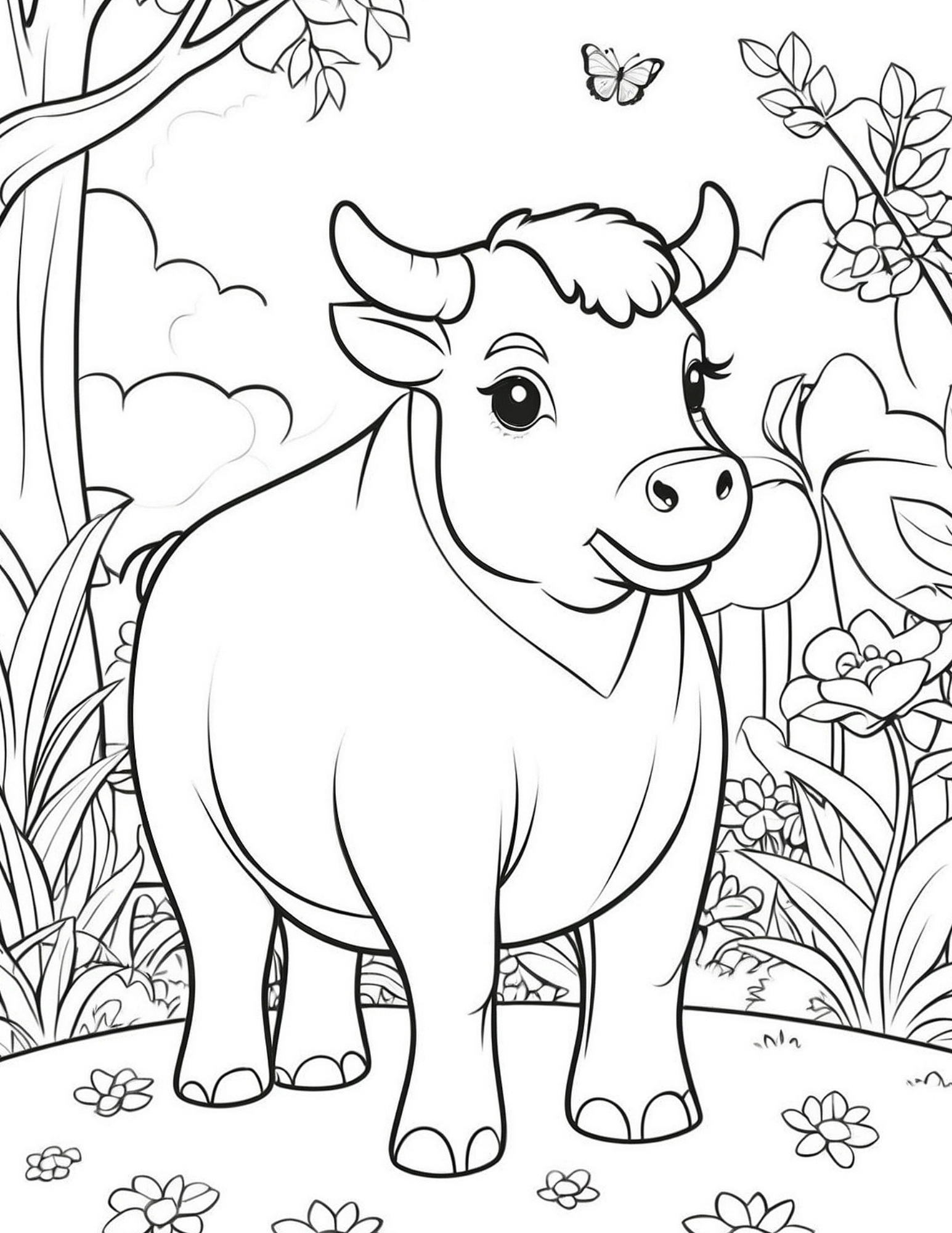 Cute Cow Coloring Page