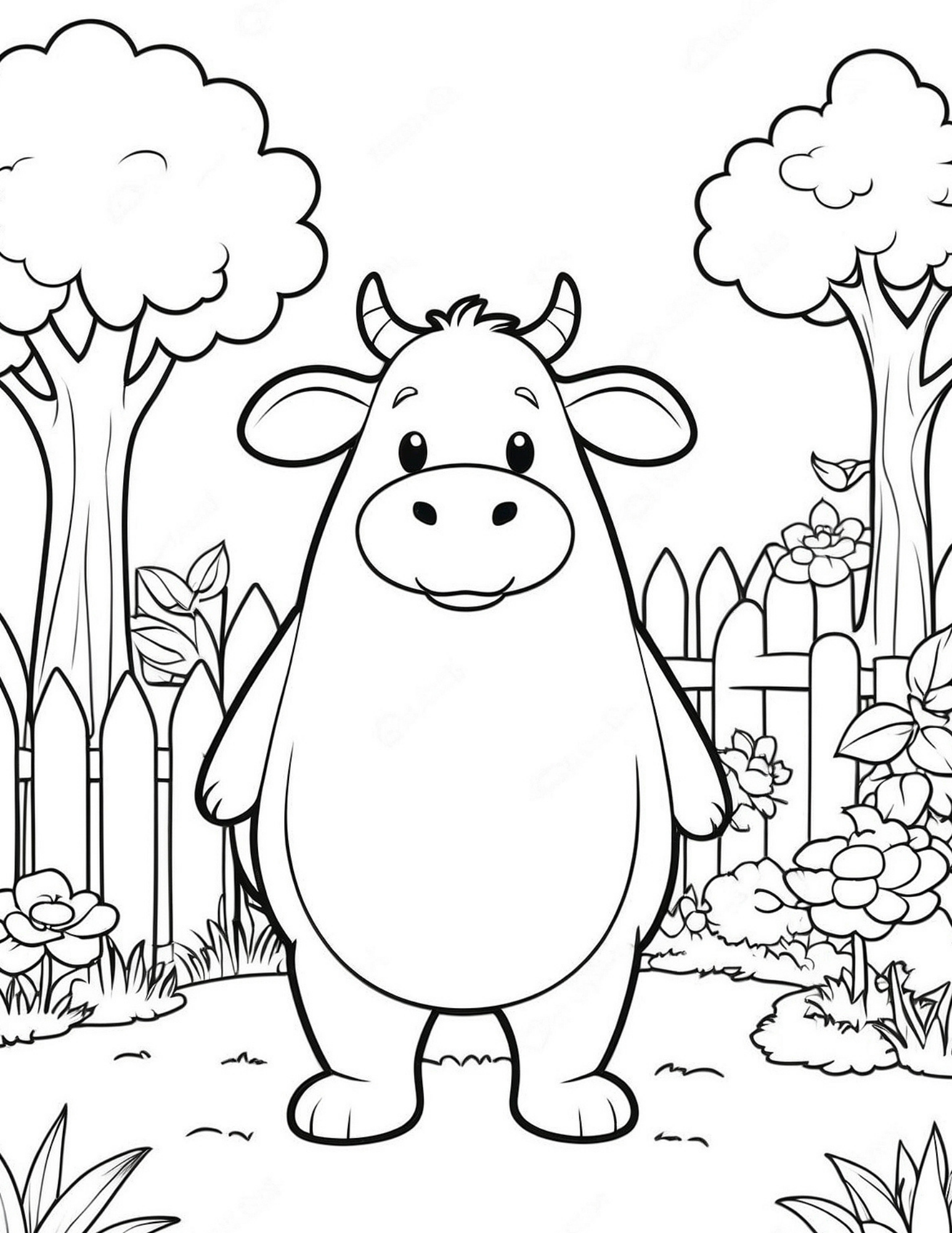 Cute Cow Coloring Page