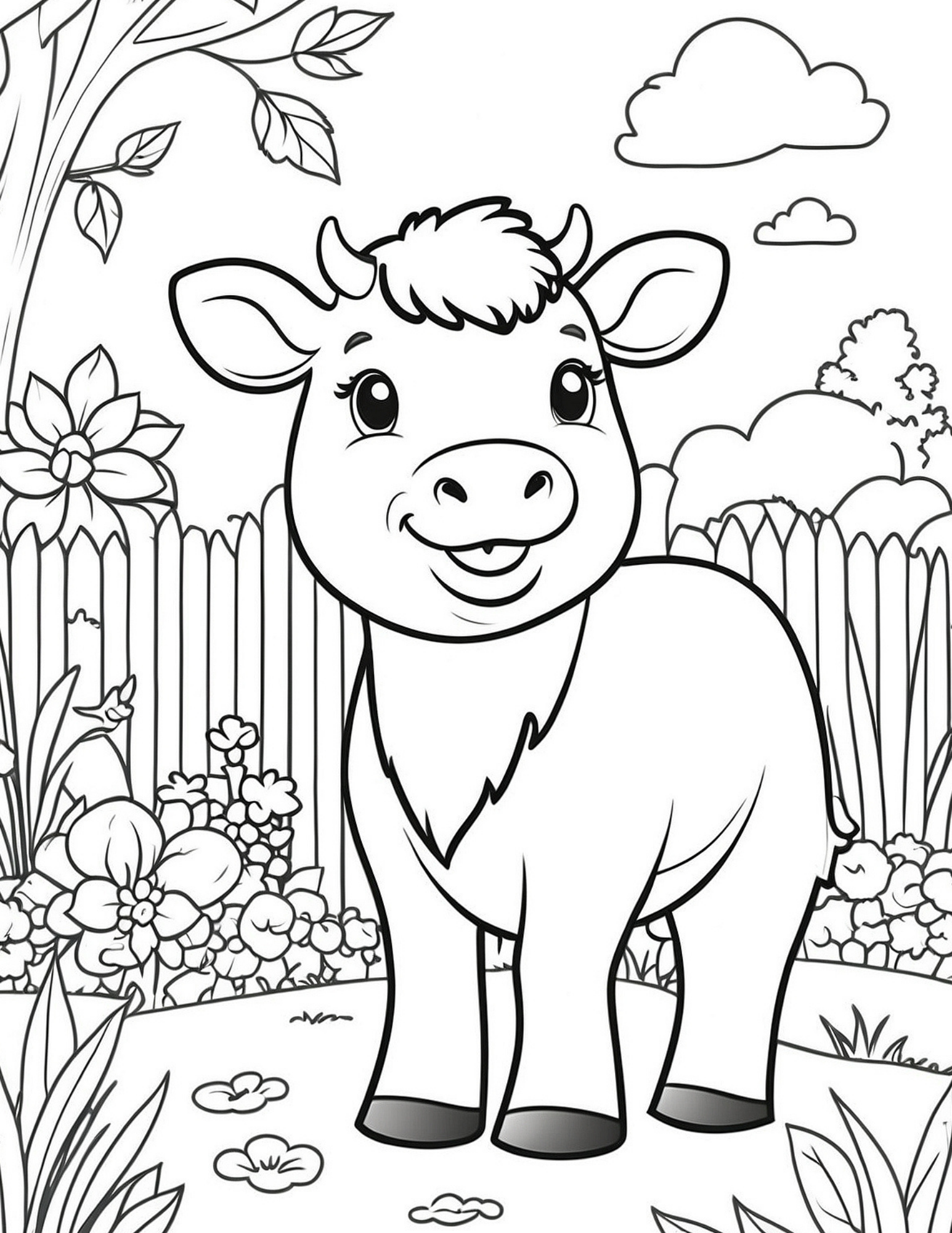 Cute Cow Coloring Page