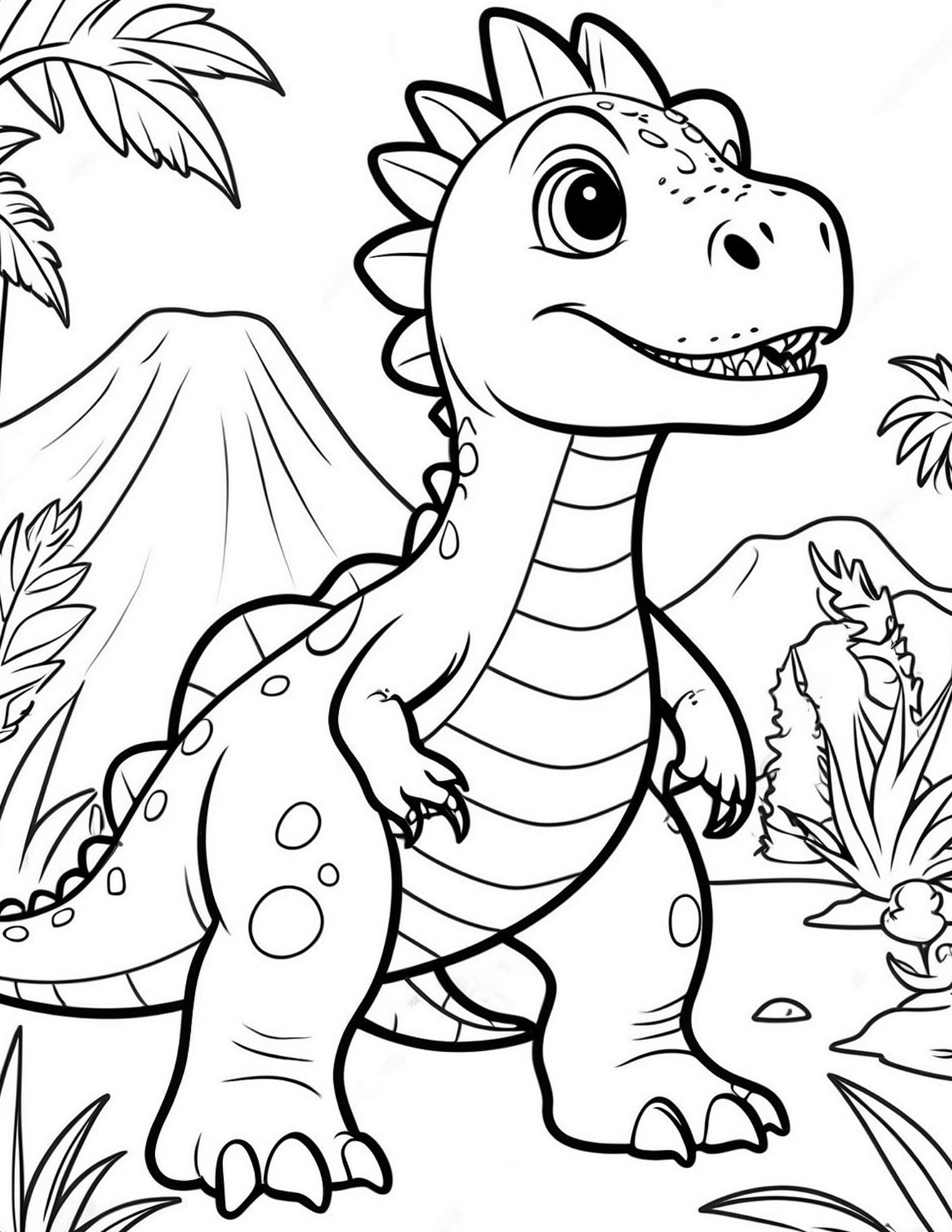 Cute Dinosaur Coloring Page