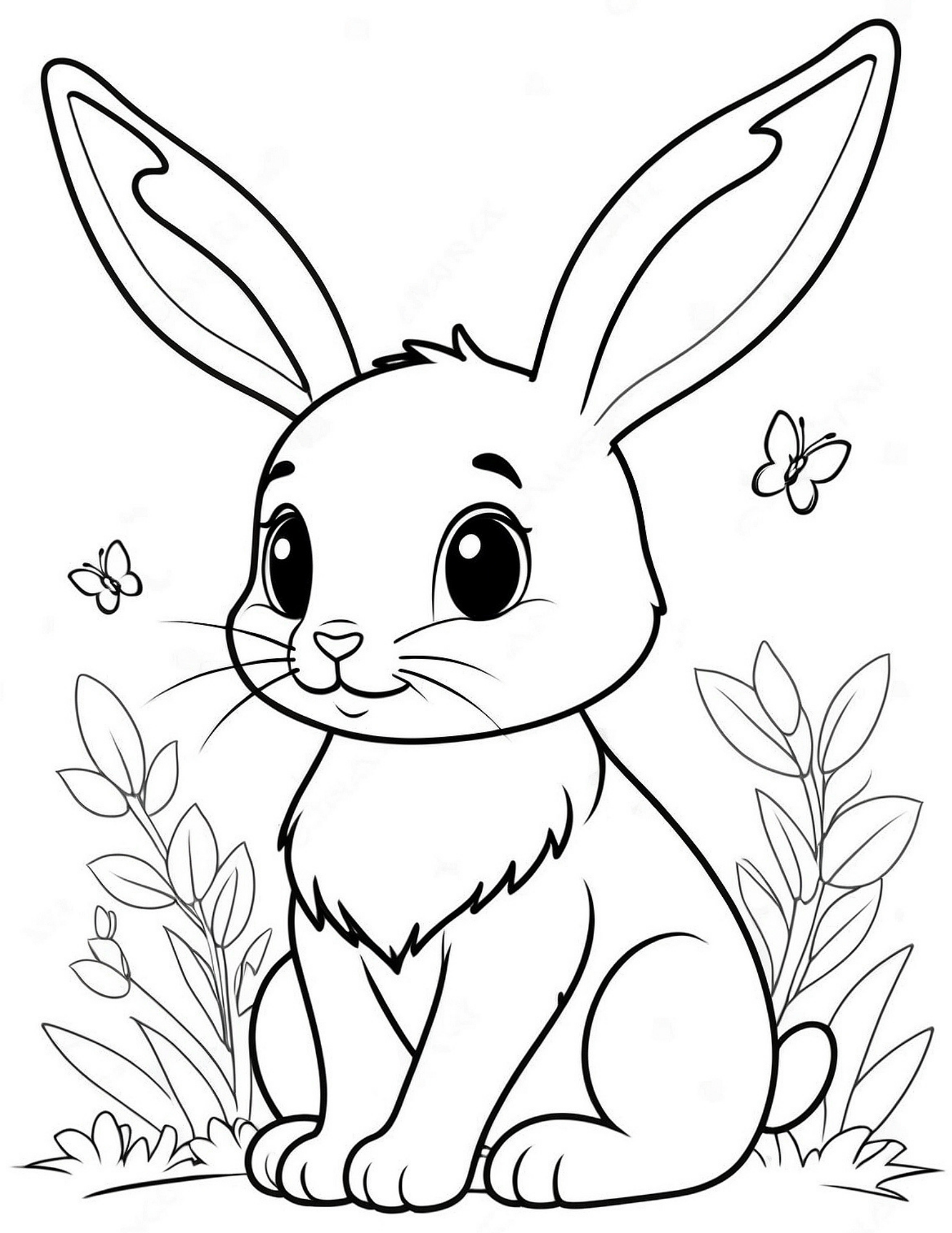 Cute Bunny Coloring Page