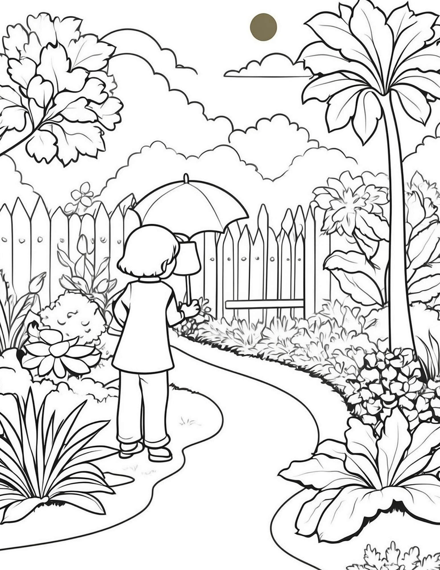 Garden Stroll Coloring Page