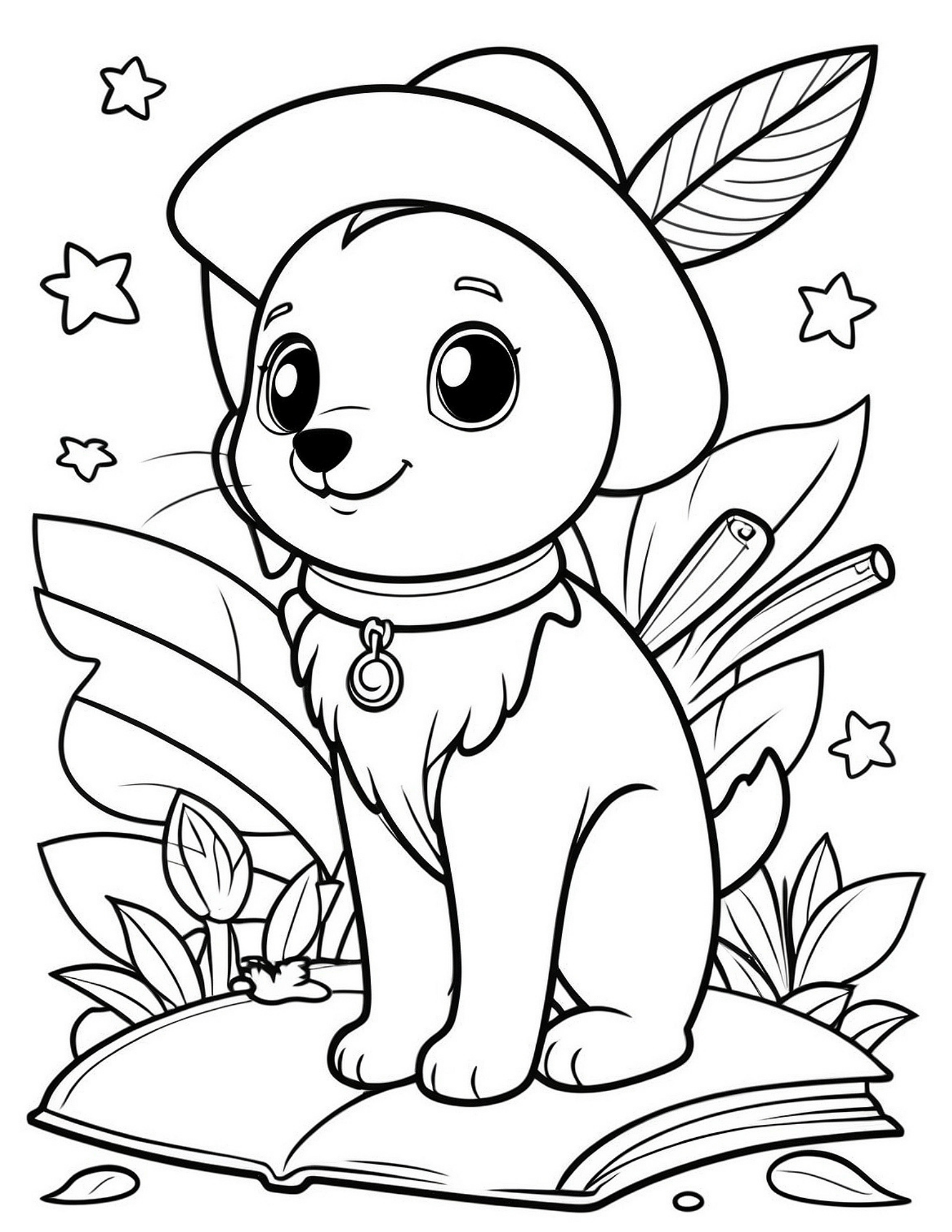 Magical Puppy Coloring Page