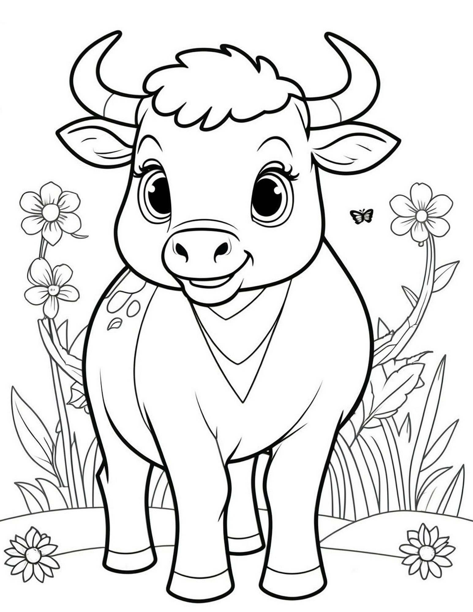 Cute Cow Coloring Page