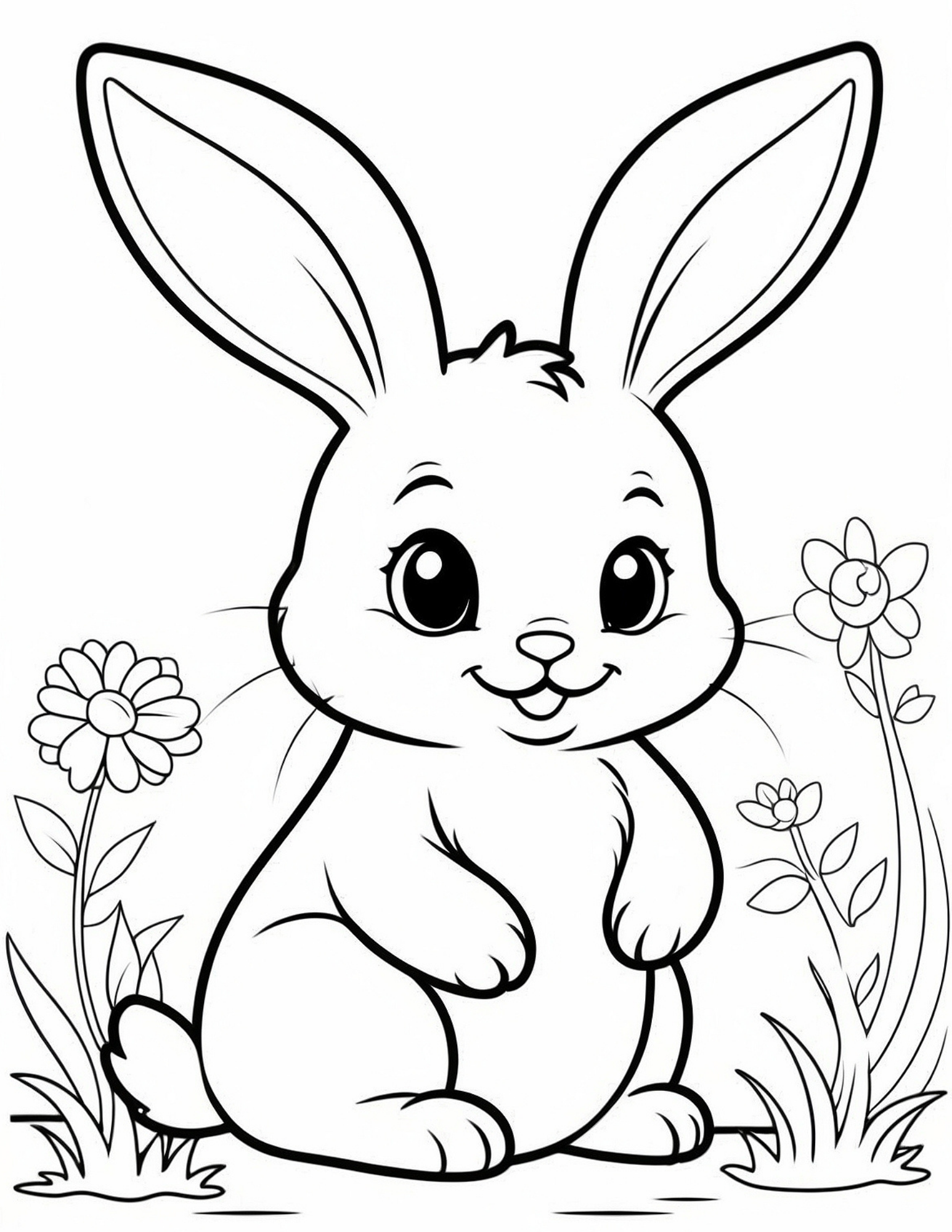 Cute Bunny Coloring Page