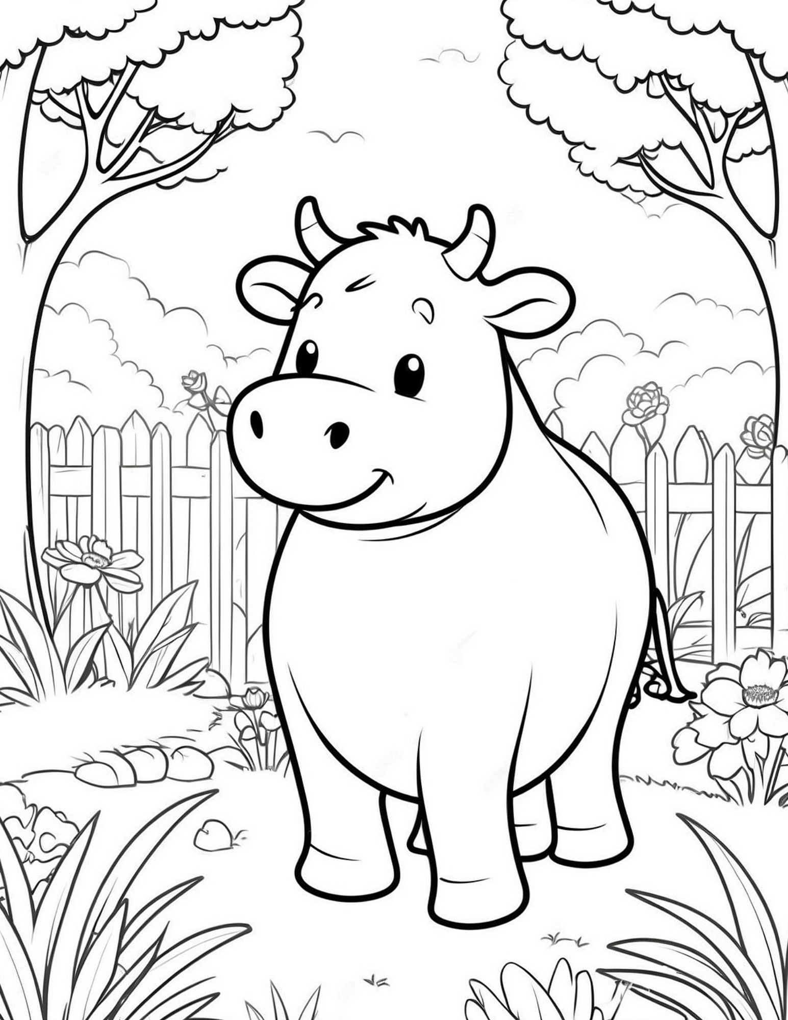 Cute Cow Coloring Page