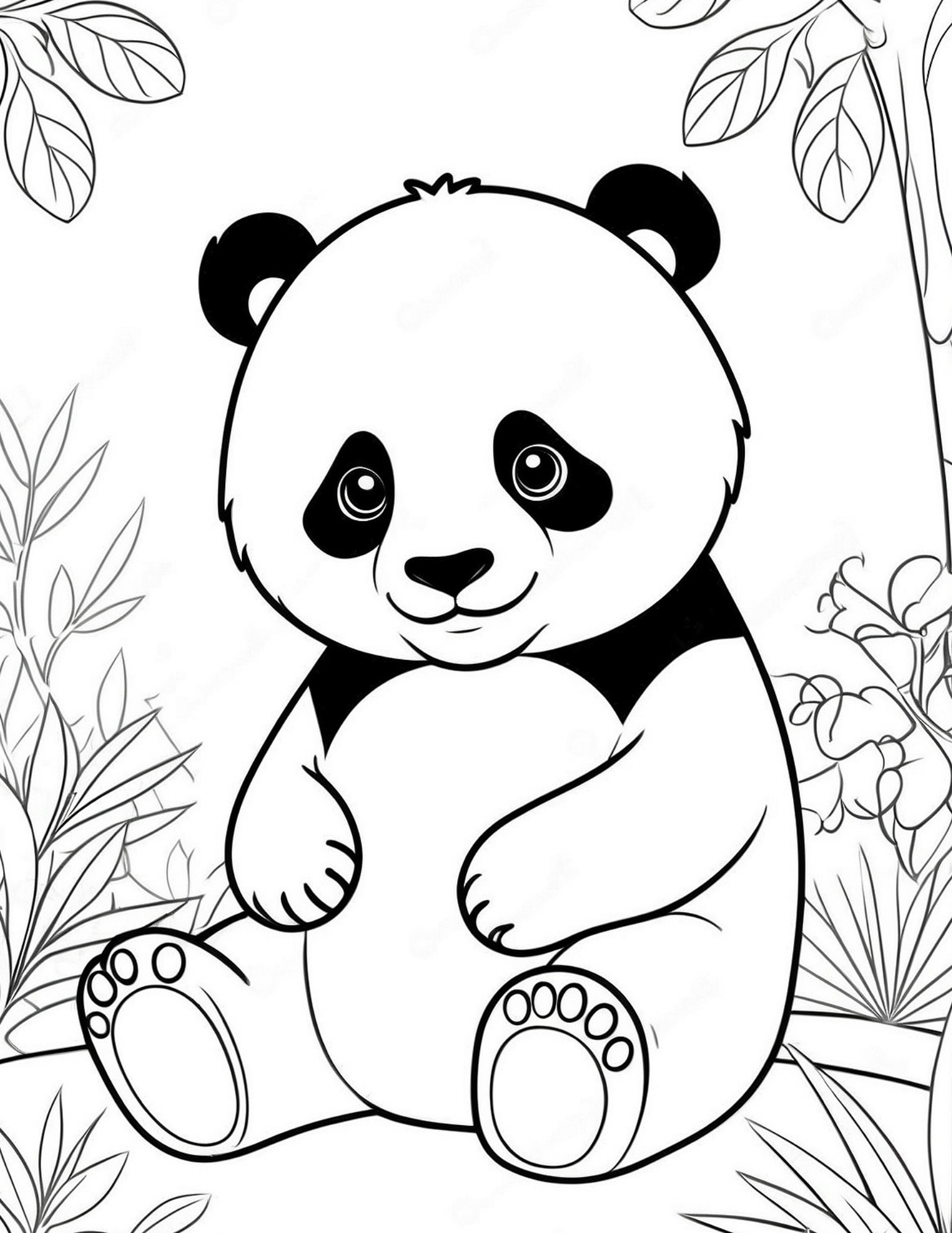 Cute Panda Coloring Page