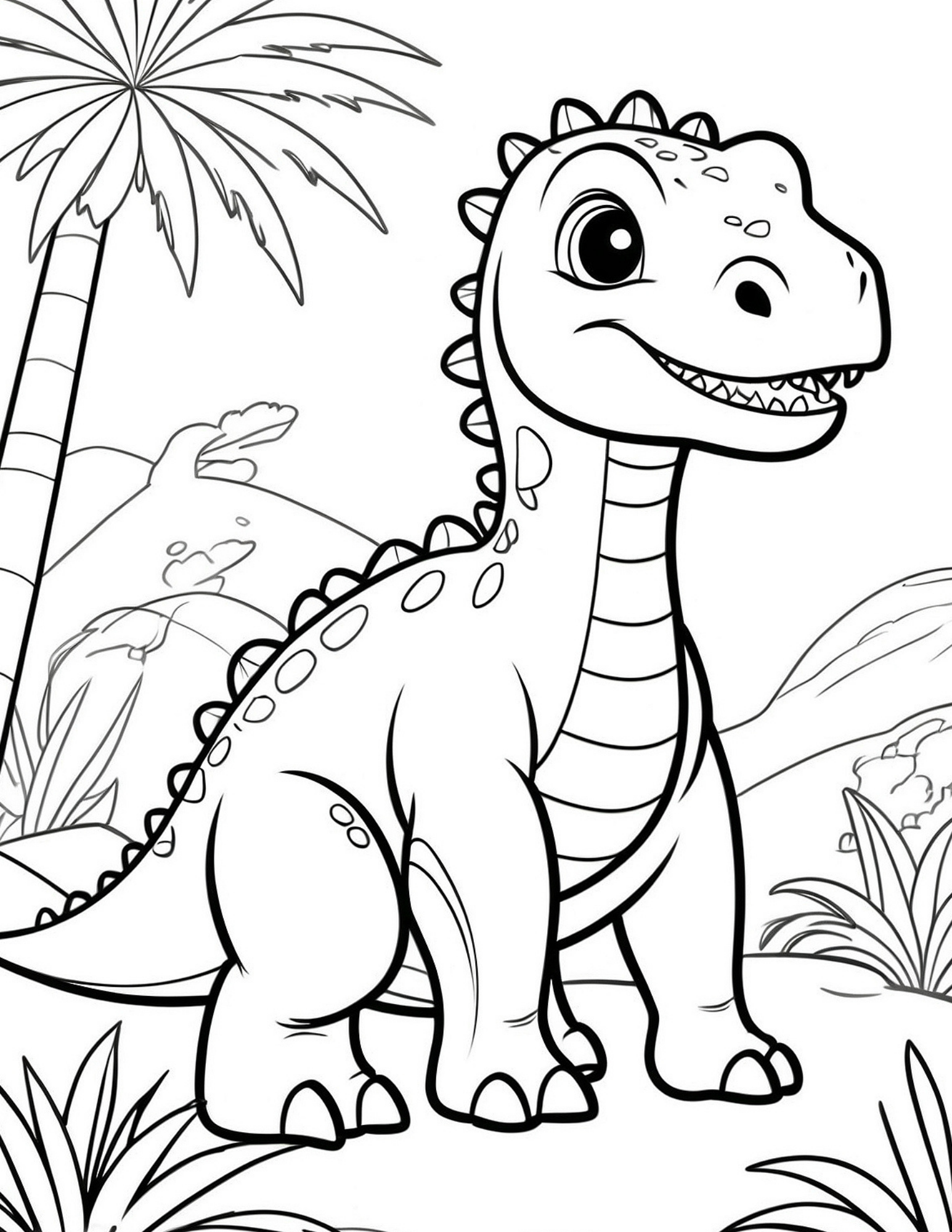 Smiling Dinosaur Coloring Page