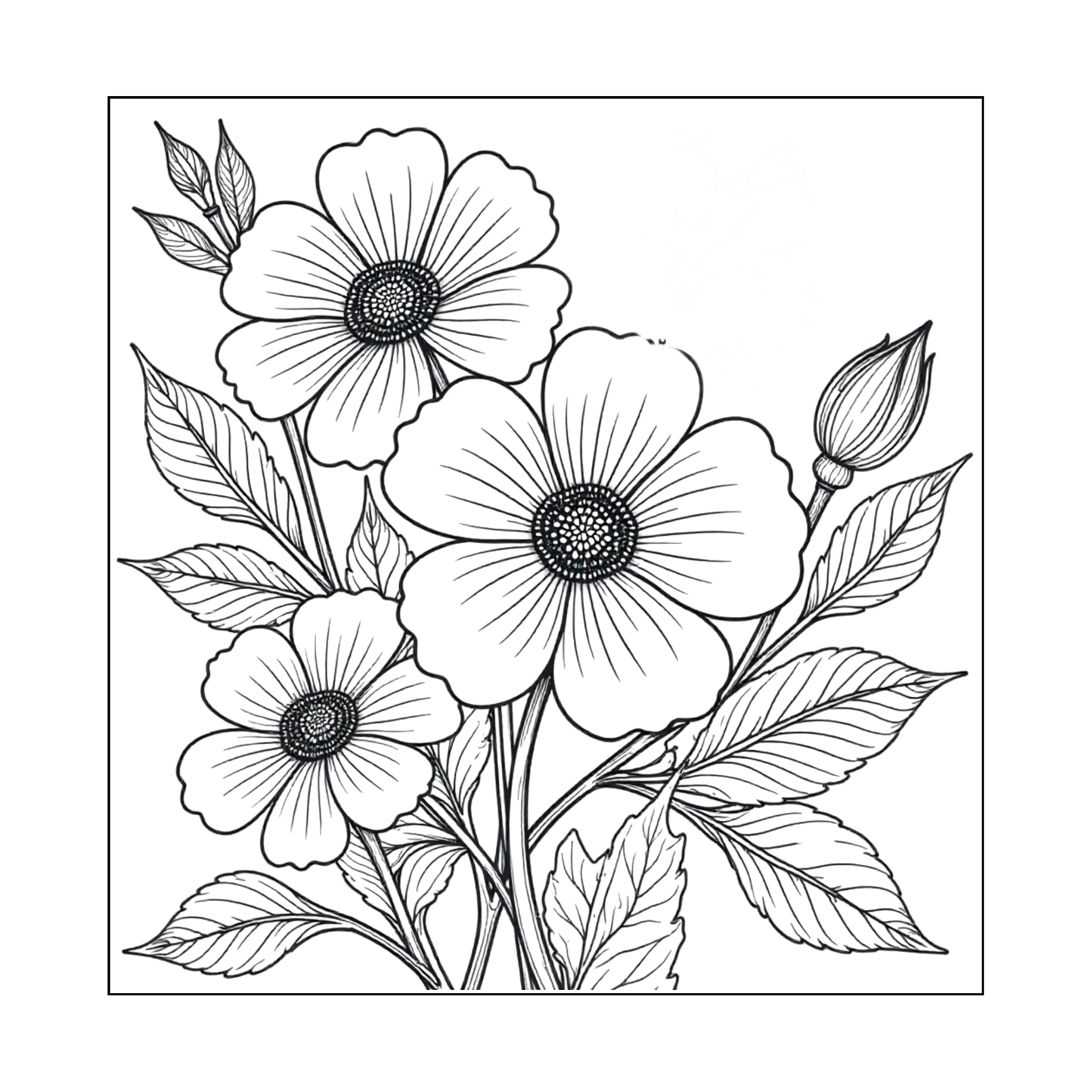 Floral & Butterfly Line Art