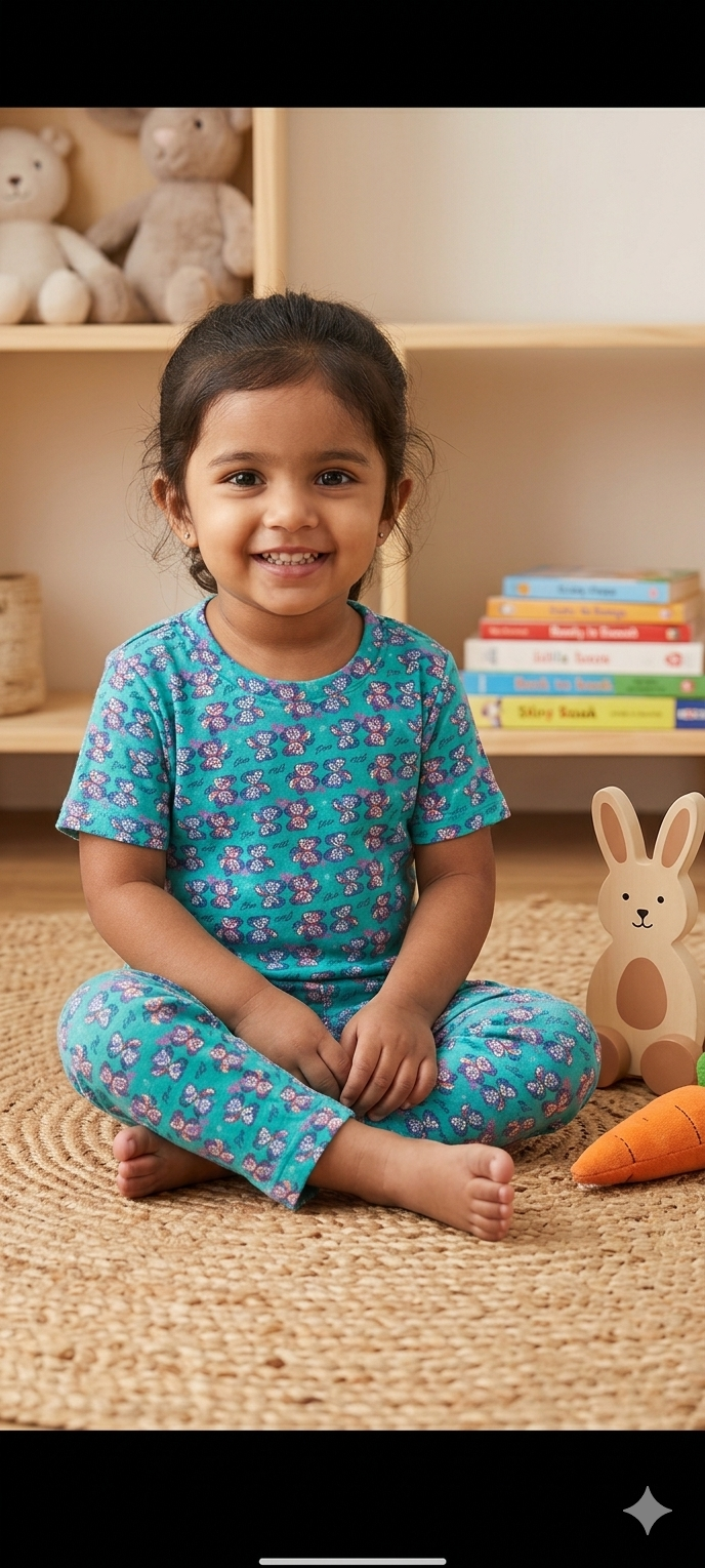 Kids Floral Cotton Pajama Set