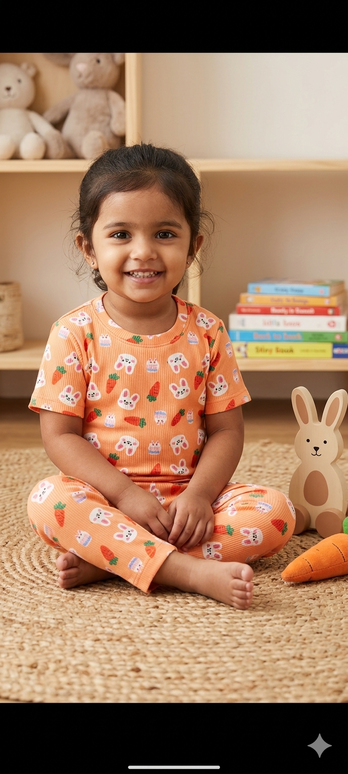 Kids Bunny Print Night Suit