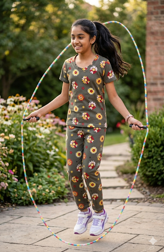 Girls' Floral Print Loungewear Set
