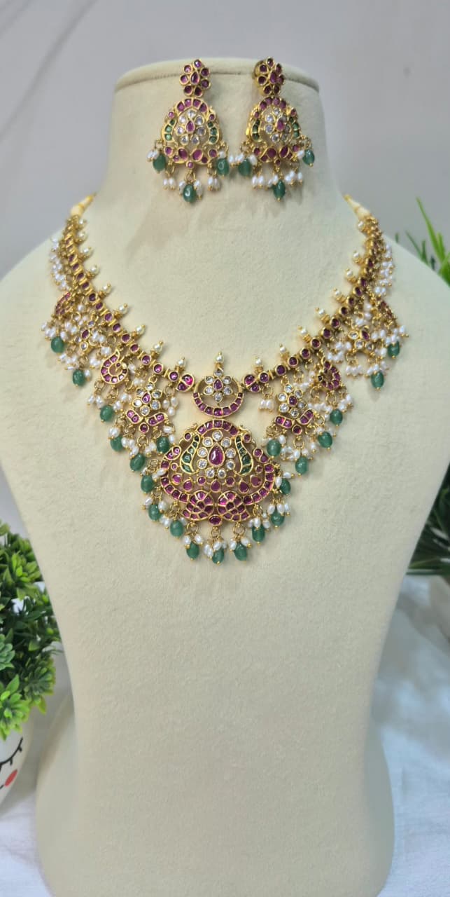 Guttapusalu Jadau Kundan Necklace Set  sugjk18