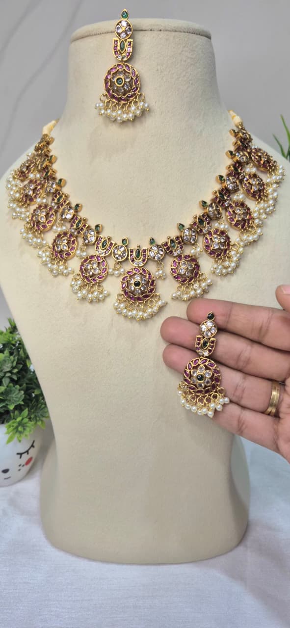 Jadau Pearl Polki Necklace 