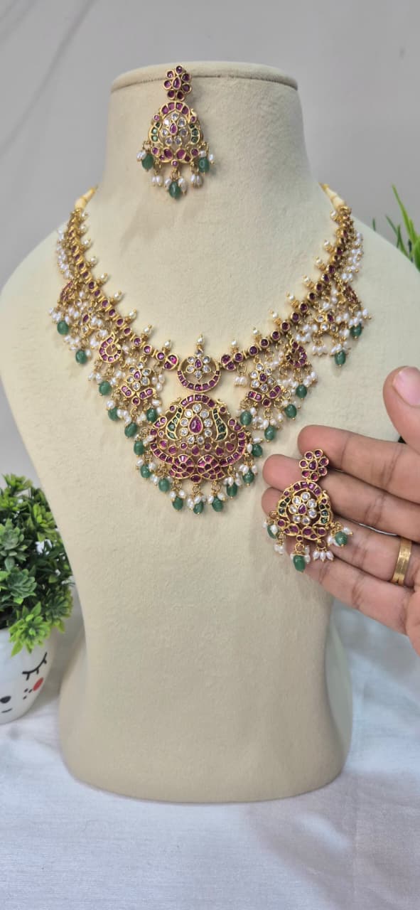 Guttapusalu Jadau Kundan Necklace Set  sugjk18
