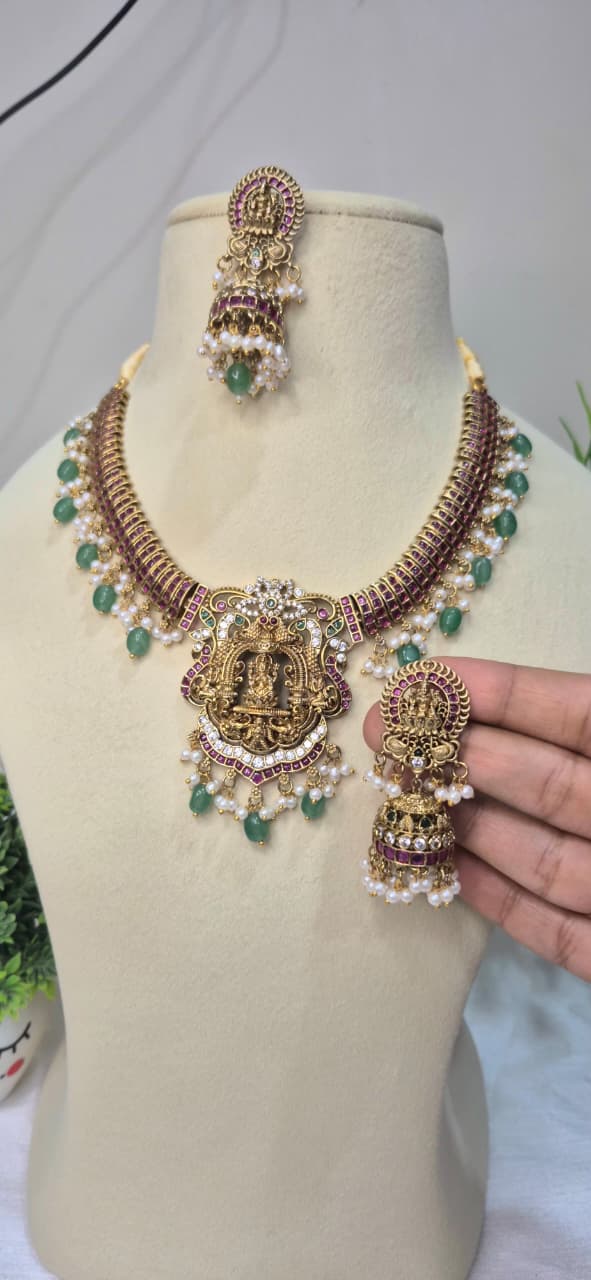 Royal Temple Jalebi Jadau Necklace Set