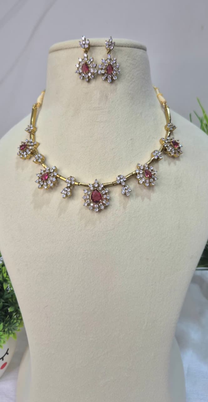 Elegant Ruby AD Stone Jewelry Set  suers11