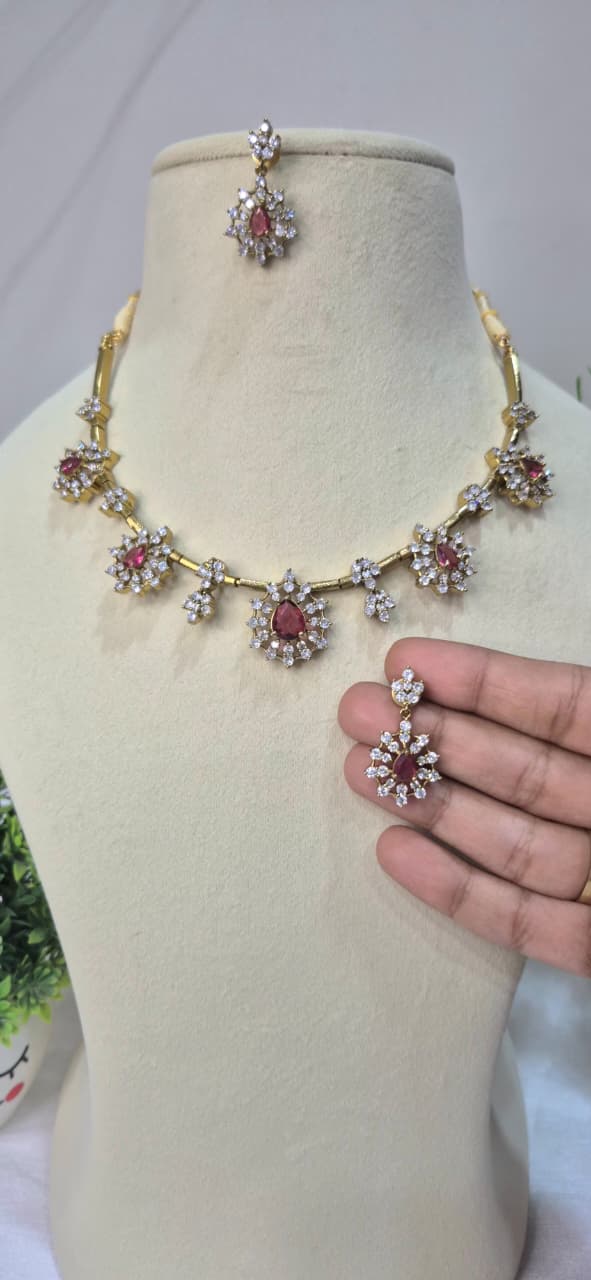 Elegant Ruby AD Stone Jewelry Set  suers11
