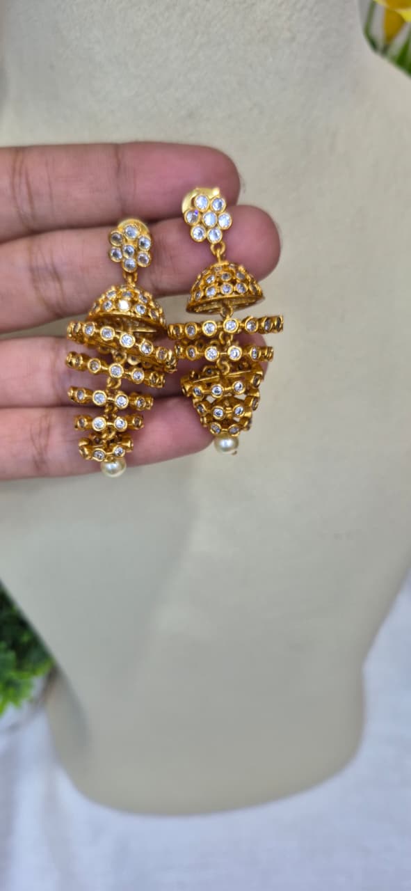 Flower Statement Jhumka Earrings  ERS43