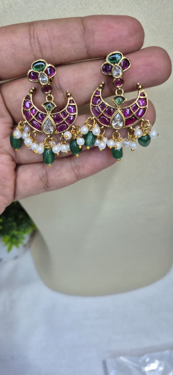 Jadau Kundan Chandbali Earrings  ERS38
