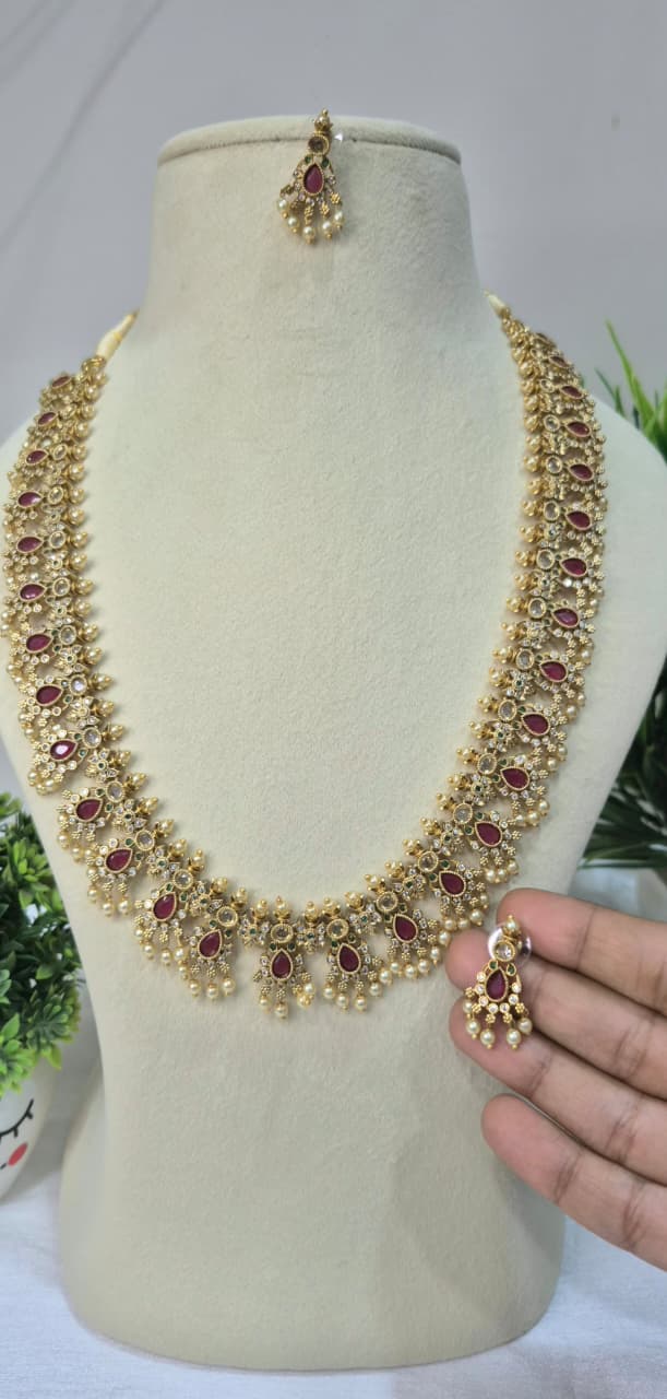 Premium Guttapusalu with Ruby Haaram set   sugph16