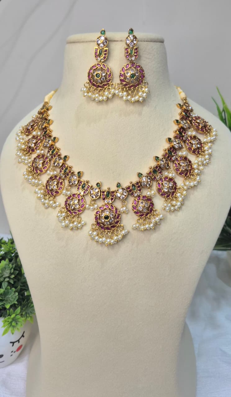 Jadau Pearl Polki Necklace 