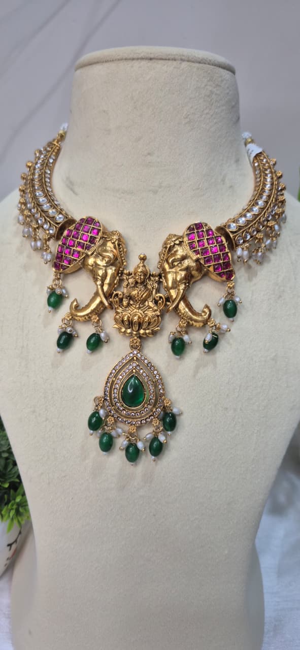 Lakshmi & Elephant Hasli Necklace Set  sulen26