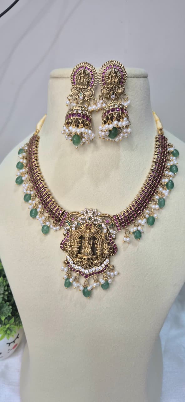 Royal Temple Jalebi Jadau Necklace Set