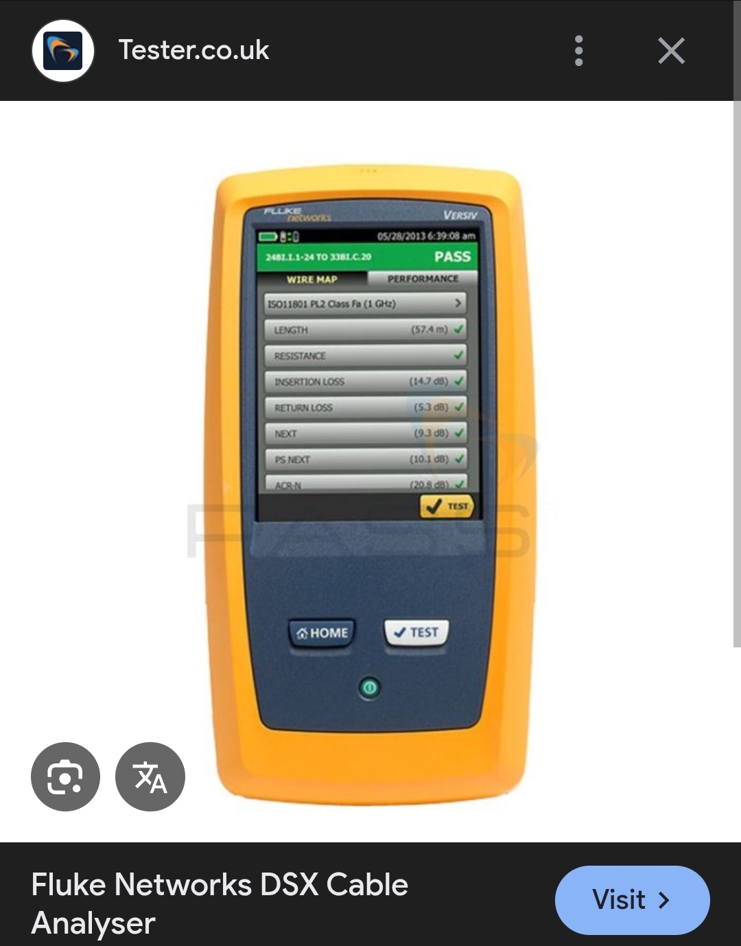 Analyseur de câbles Fluke DSX