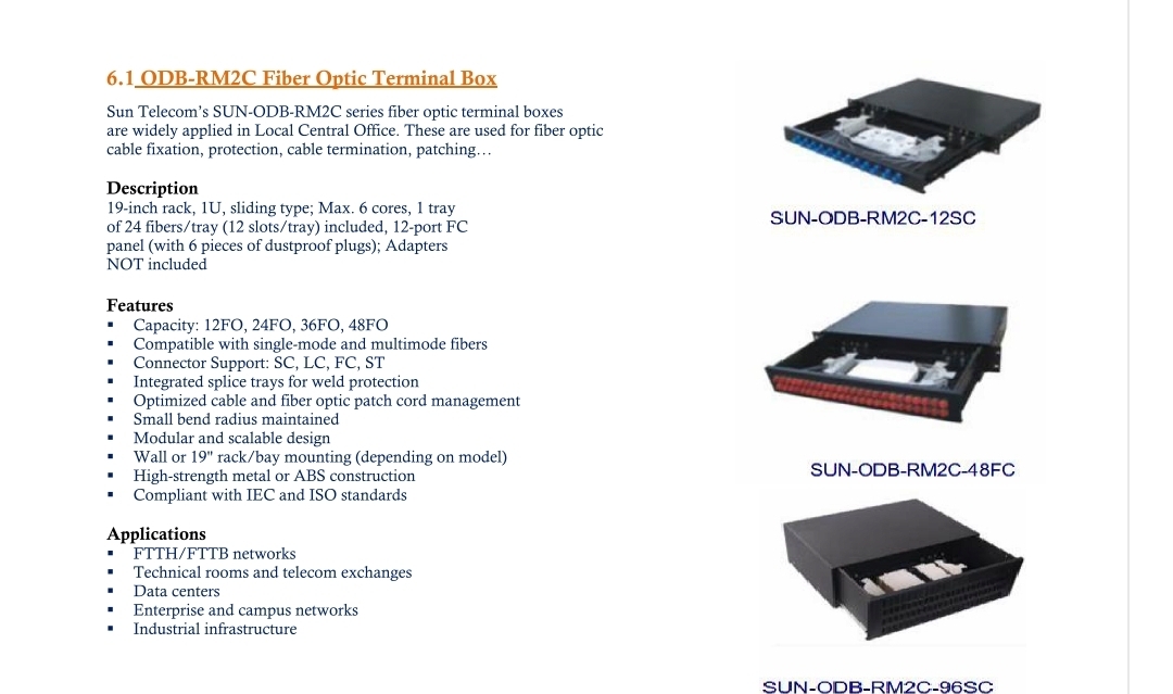 Boîte terminale optique SUN-ODB-RM2C