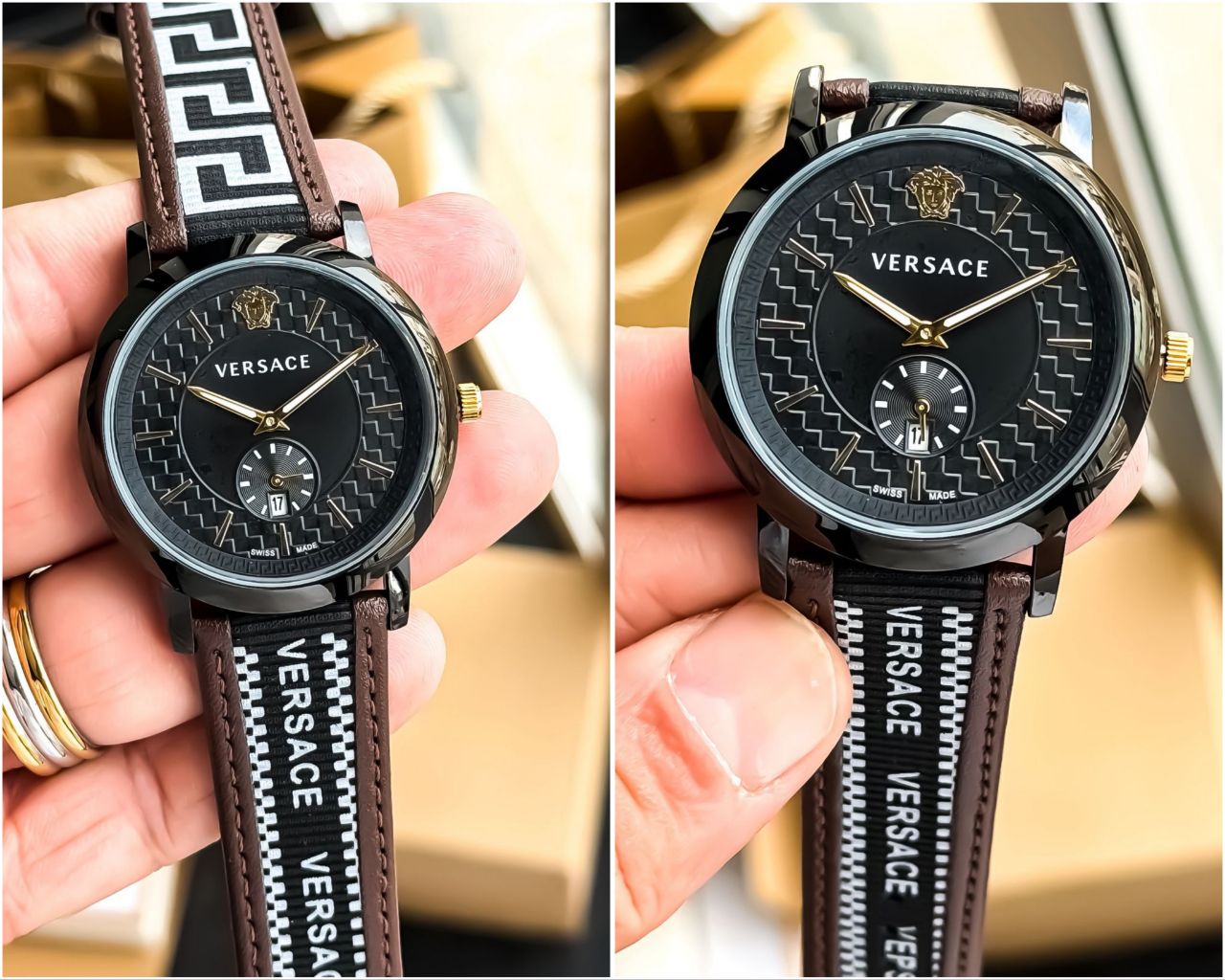 Versace Black Leather Watch