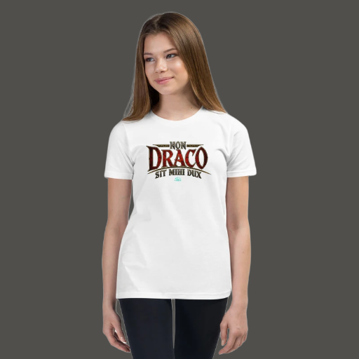 Camiseta Juvenil Non Draco Sit Mihi Dux (Oração de São Bento) 