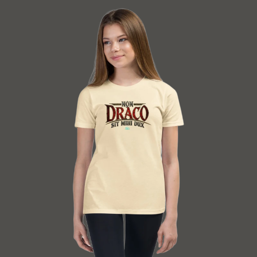 Camiseta Juvenil Non Draco Sit Mihi Dux (Oração de São Bento) 