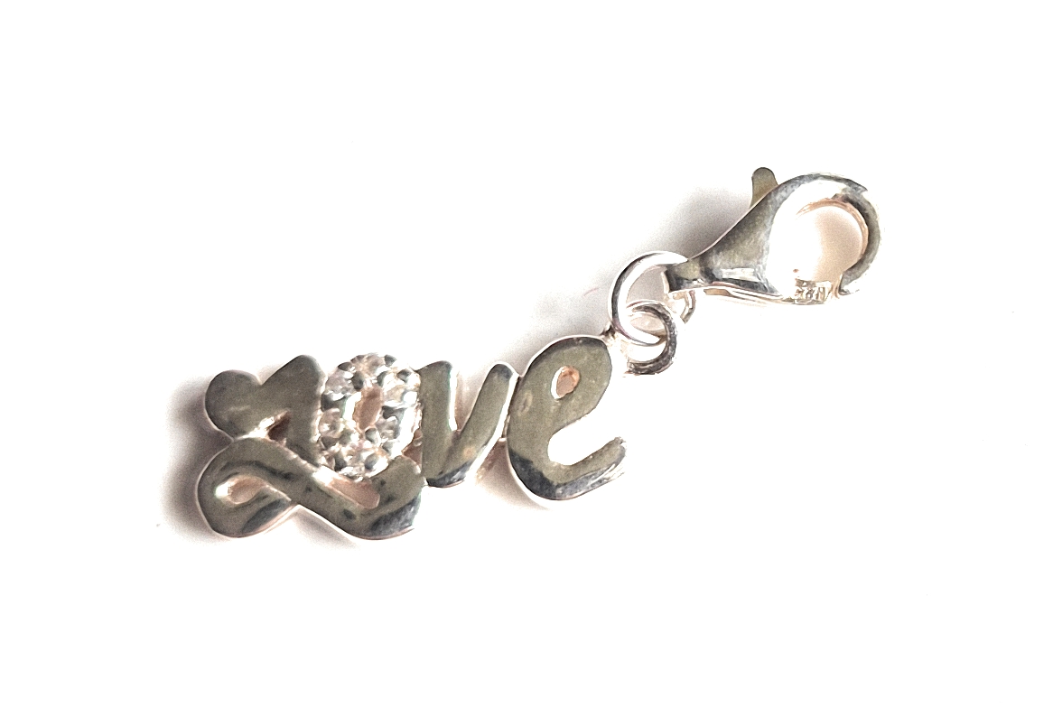 Sterling Silver 'Love' Charm Pendant