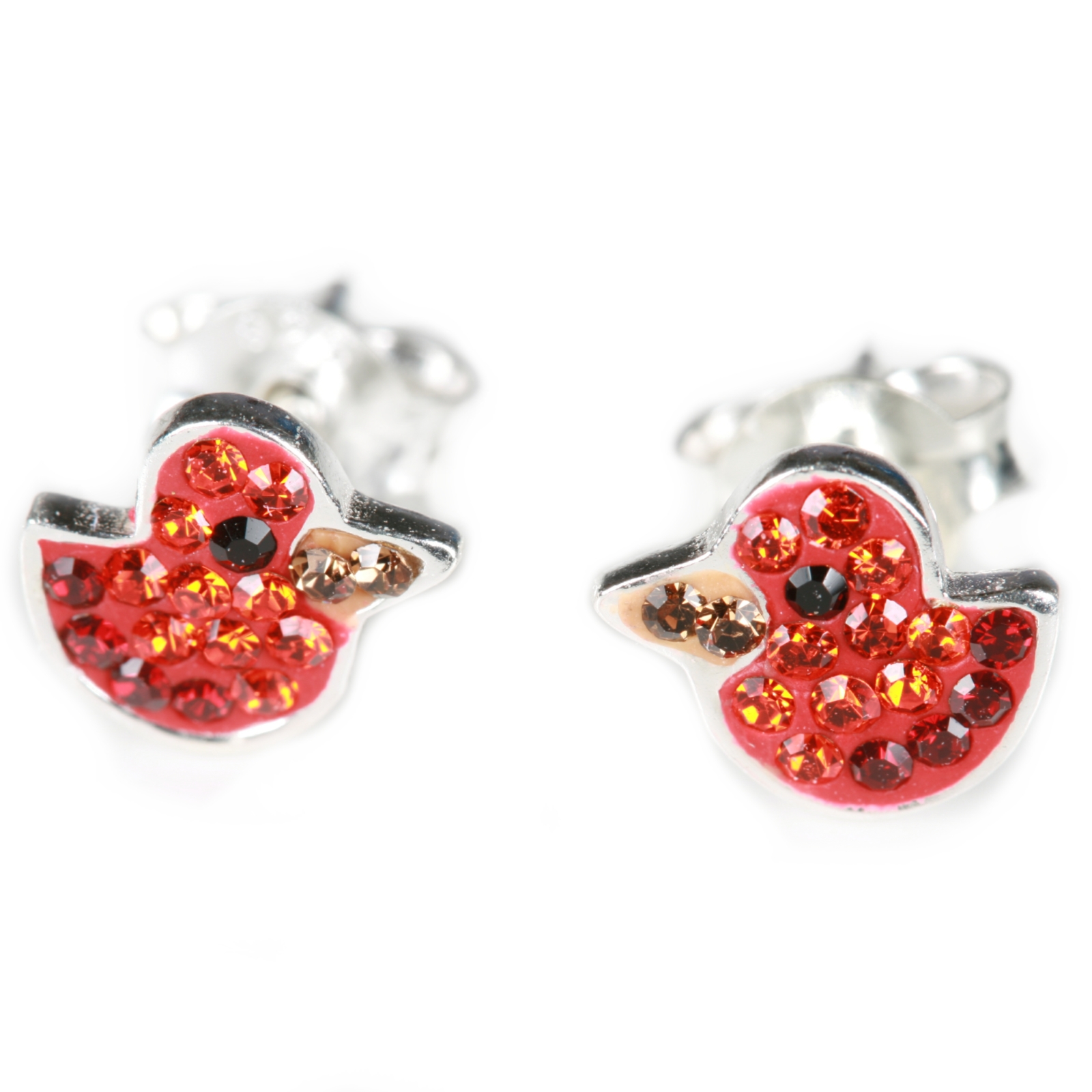 Red Bird Stud Earrings