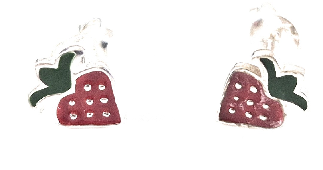Sterling Silver Strawberry Stud Earrings