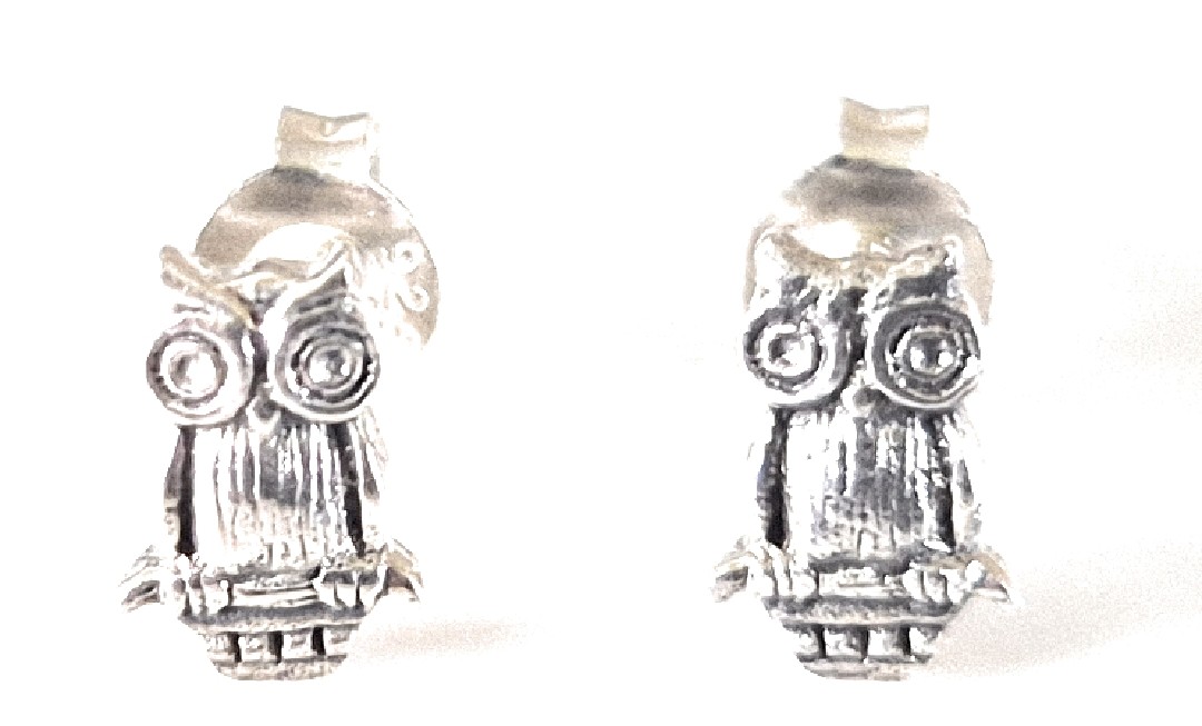 Sterling Silver Owl Stud Earrings